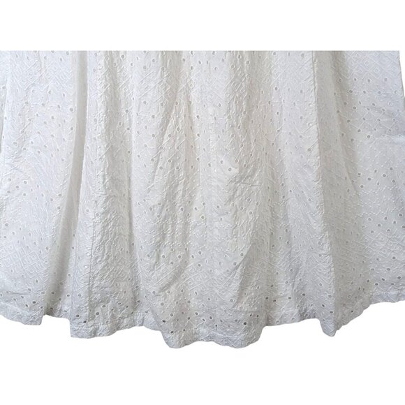 Old Navy size L Fit & Flare Eyelet Midi Dress White Elastic Back Sweetheart Flow - Picture 3 of 13